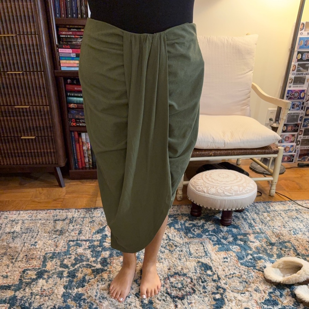 Cider Olive Green Midi Skirt